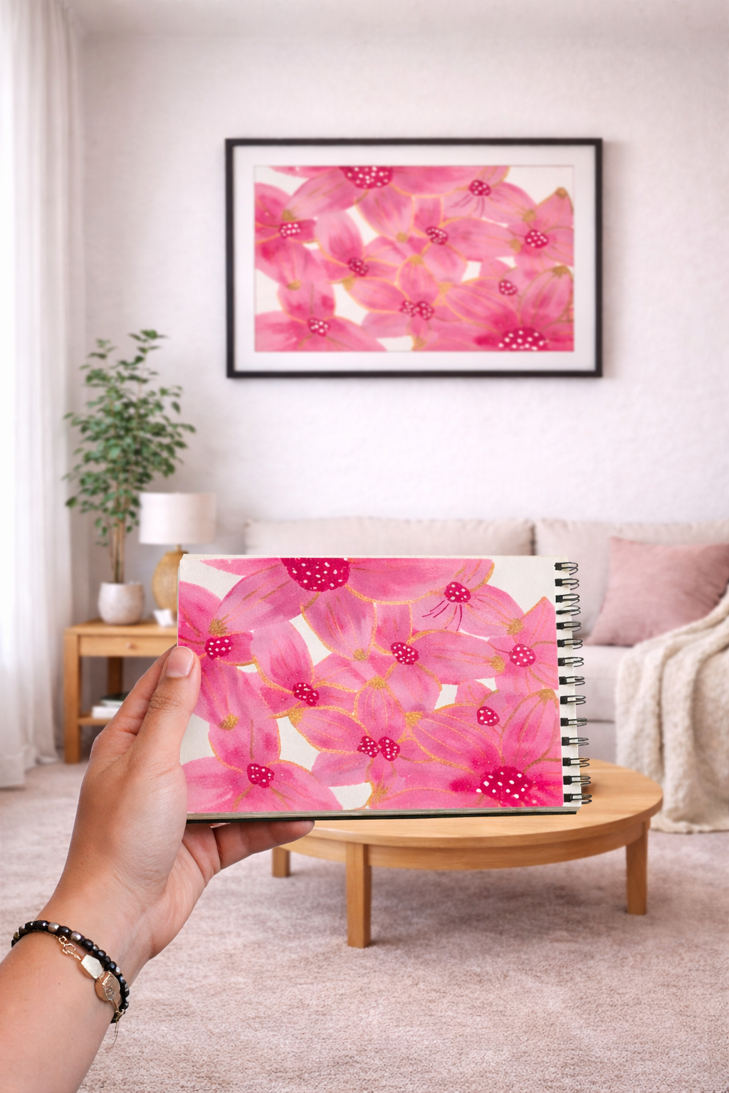 🖼️ Floraison Rose 20x30cm